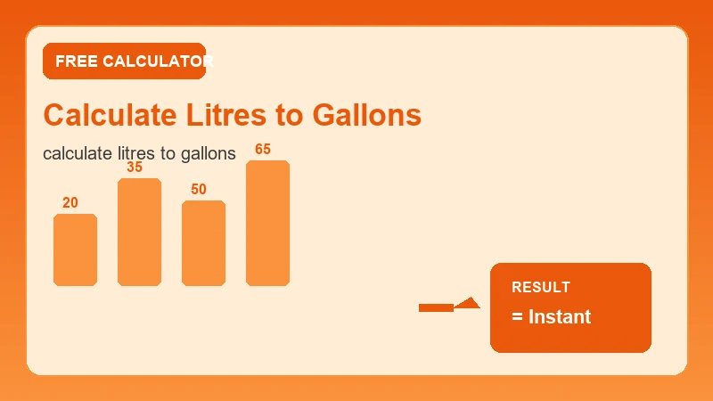 Calculate Litres To Gallons — step-by-step calculator workflow and results (CalcHubly infographic)