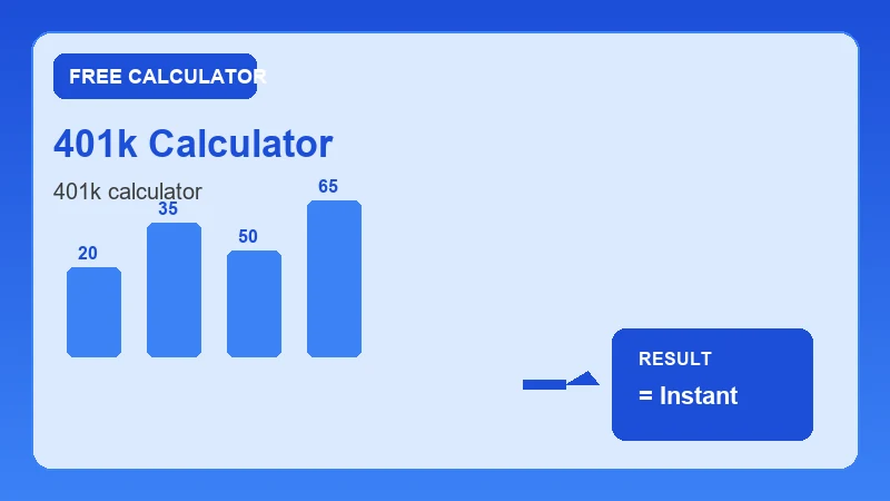 401K Calculator — financial formula steps and dollar results (CalcHubly infographic)