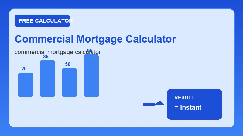 Commercial Mortgage Calculator — financial formula steps and dollar results (CalcHubly infographic)