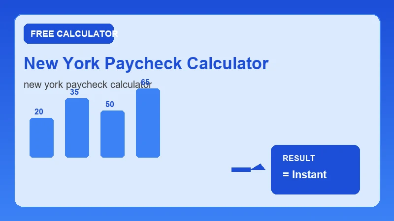 New York Paycheck Calculator — financial formula steps and dollar results (CalcHubly infographic)