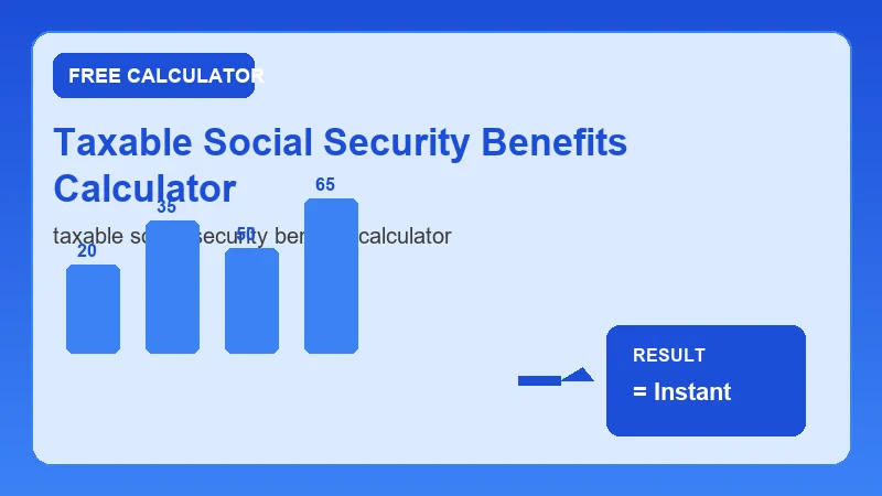 Taxable Social Security Benefits Calculator — financial formula steps and dollar results (CalcHubly infographic)