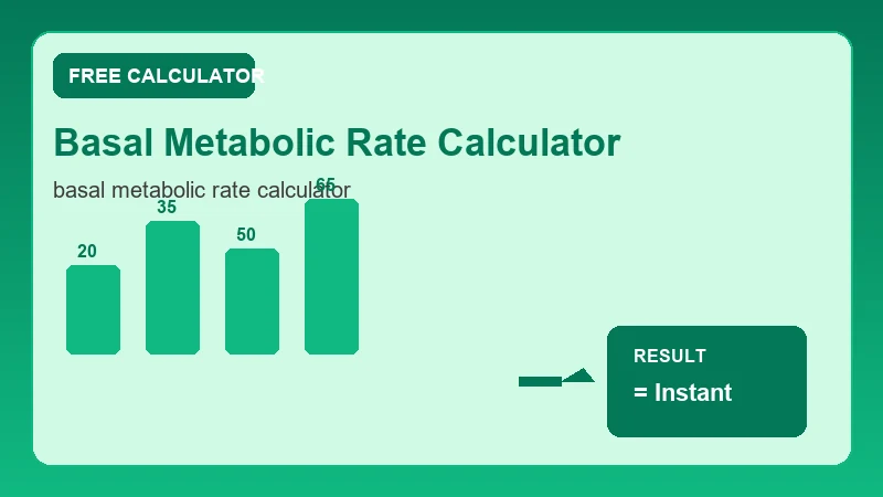 Basal Metabolic Rate Calculator — health metrics chart and wellness results (CalcHubly infographic)