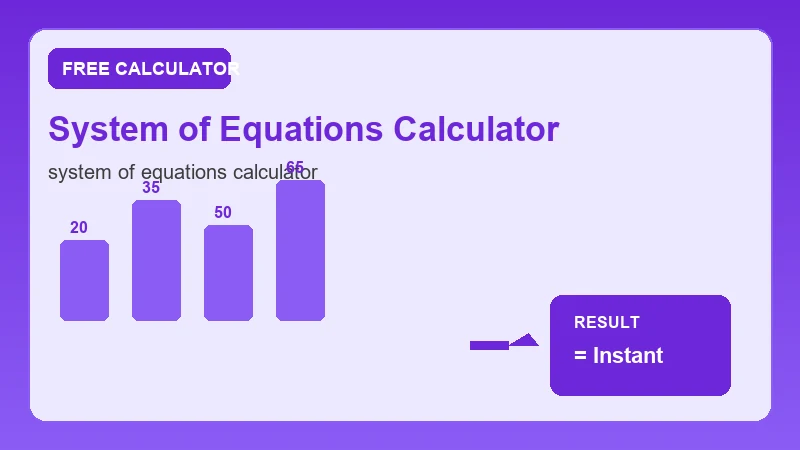 System Of Equations Calculator — math formula workflow and calculated answer (CalcHubly infographic)