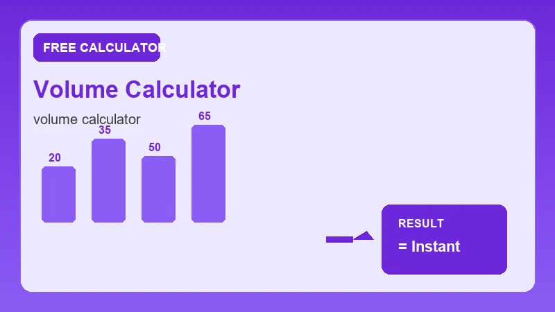Volume Calculator — math formula workflow and calculated answer (CalcHubly infographic)