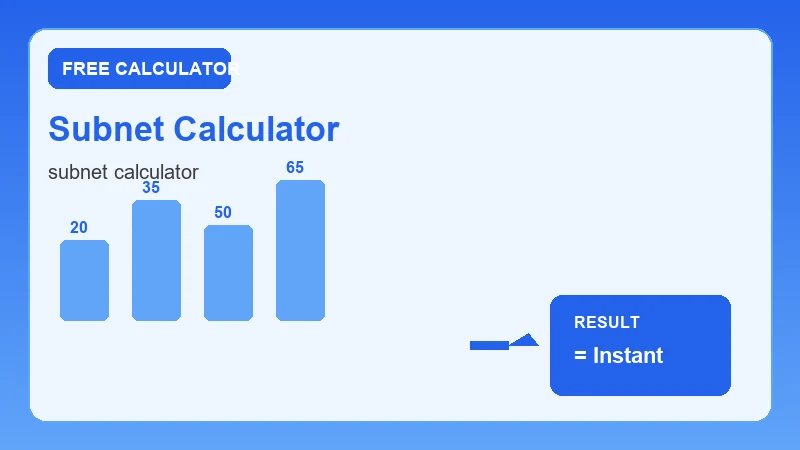 Subnet Calculator — step-by-step calculator workflow and results (CalcHubly infographic)