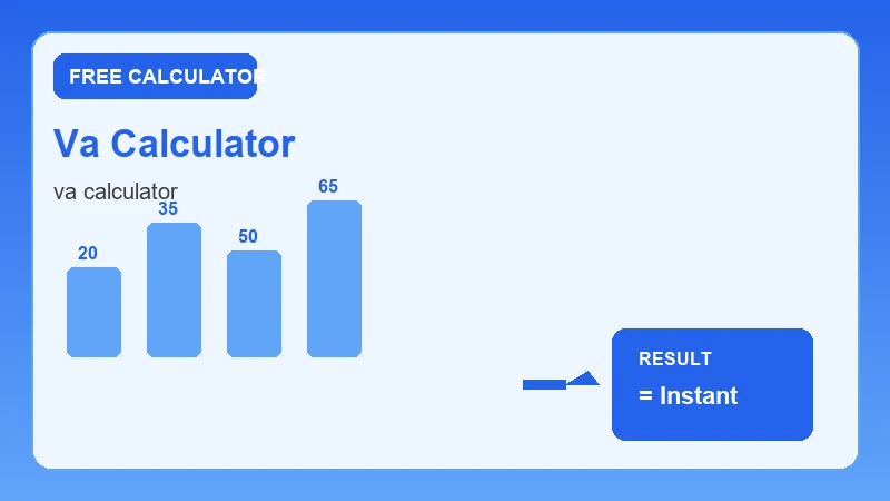 Va Calculator — step-by-step calculator workflow and results (CalcHubly infographic)