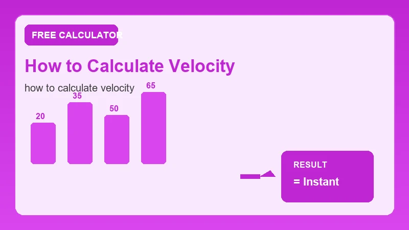 How To Calculate Velocity — step-by-step calculator workflow and results (CalcHubly infographic)